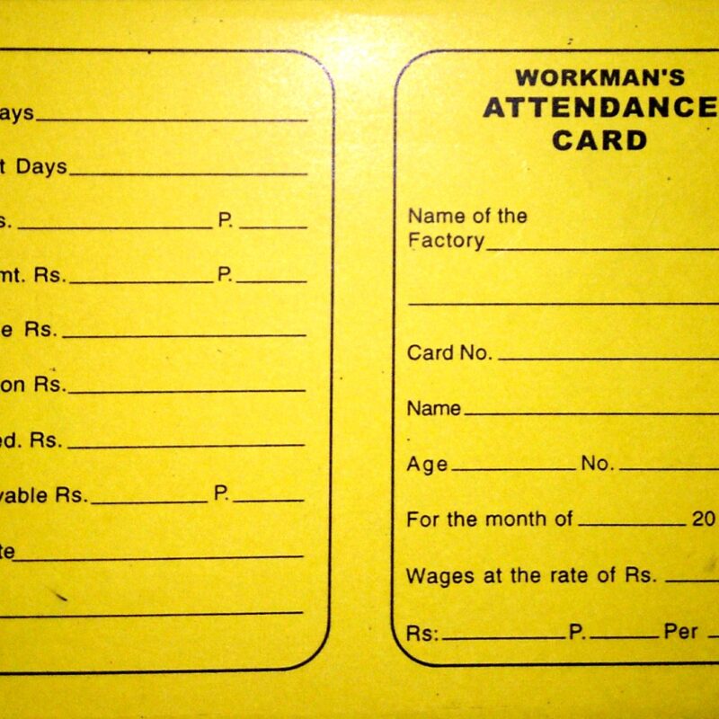 Establishment Act Attendance Card